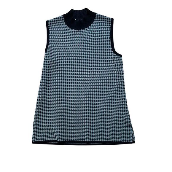 Exclusively Misook Dusty Blue & Black Herringbone Sleeveless Shell S - Picture 2 of 7